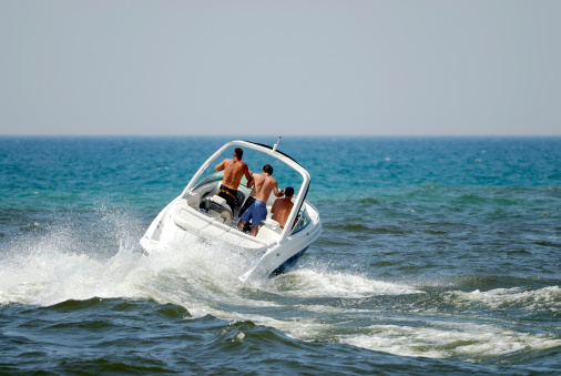 Motor boat on Lake Michigan