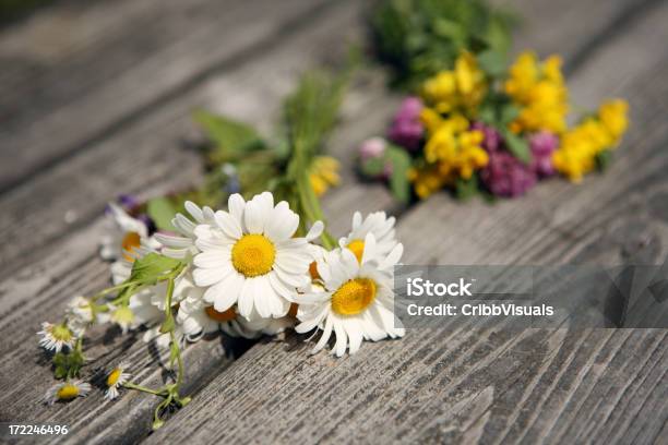 Wild Blume Blumensträußchen Auf Rustikal Holz Tisch Im Sommer Stockfoto und mehr Bilder von Blume