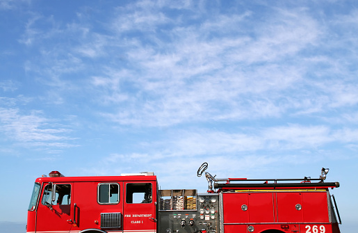 Ihtiman, Bulgaria - February 15, 2024: Fire and rescue units work at a car crash on the A1 highway junction near the town of Ihtiman, Bulgaria.