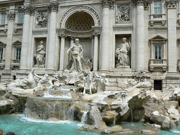 トレビの泉 - trevi fountain rome fountain panoramic ストックフォトと画像