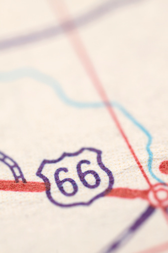 Map with close up of route 66