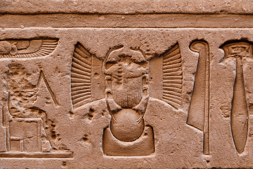 Ancient egyptian wall carvings, Temple of Horus, Edfu, Egypt
