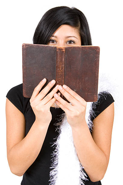Isolated Portraits-Beautiful Hispanic Girl Reading