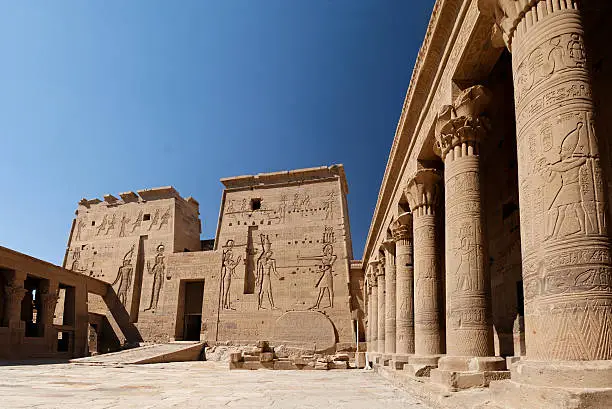 "East courtyard of the Temple of Isis, Philae, EgyptPanoramic shot"