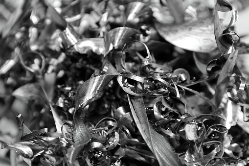 Metal shavings as post-production waste for reuse in the management of the Earth's non-renewable resources.