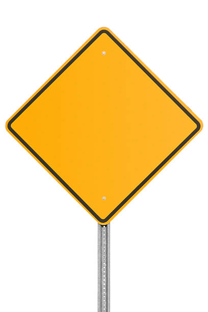 sinal de trânsito em branco laranja em fundo branco - one way road sign sign blank imagens e fotografias de stock