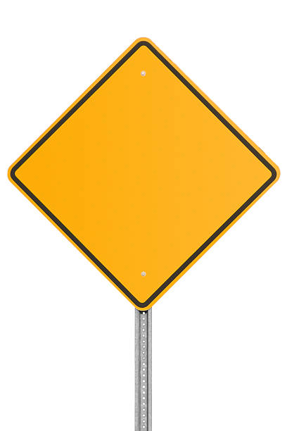 blank orange traffic sign on white background - trafikskylt bildbanksfoton och bilder