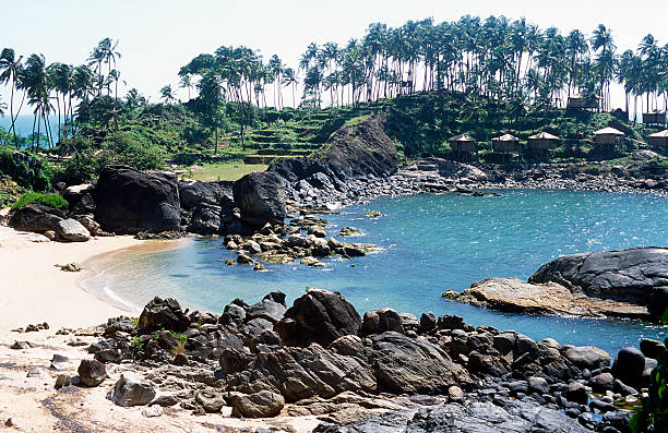 istock Paradise, tropical bay, beach, bamboo huts, palm trees, Goa, India 172249114