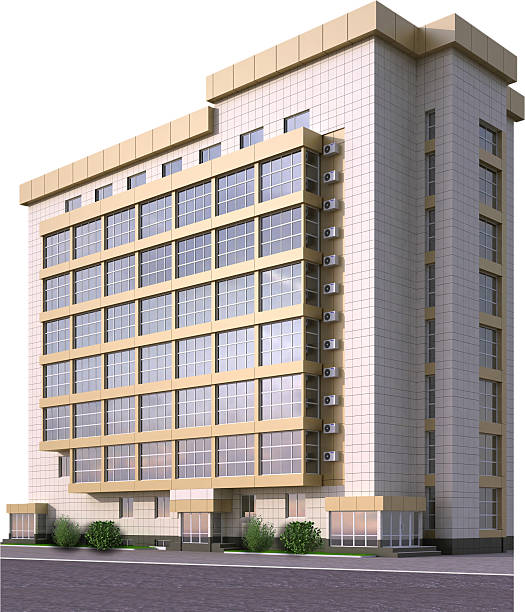 Large office building with glass windows