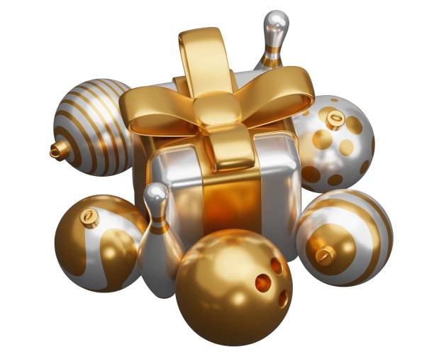 istock bowling ball christmas gift. 3d render illustration isolated on white background 1722494473