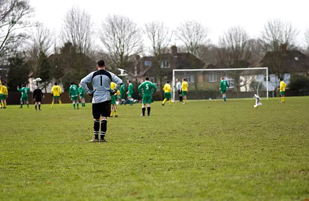 "Sunday league football game, with seagulls flying low!To view more of my images of sports fields, please view my lightbox"