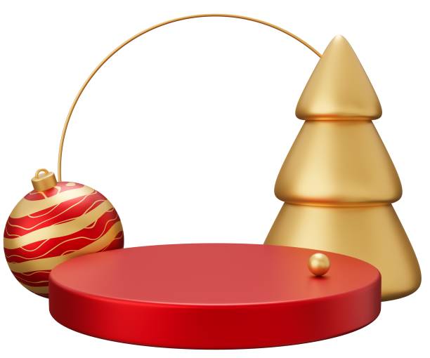 istock Christmas podium arch. 3d render illustration isolated on white background 1722497181