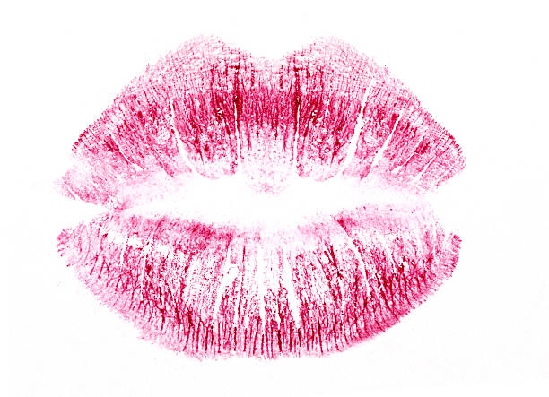 white bg-lippen - lipstick kiss stock-fotos und bilder