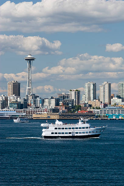 Seattle Waterfront and Siteseeing Boat stock photo