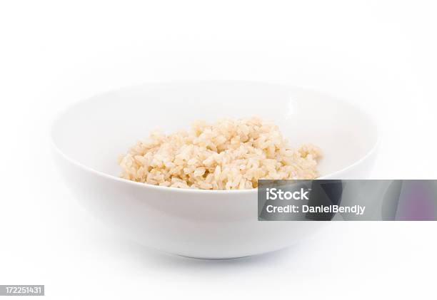 Bowl Of Rice Stock Photo - Download Image Now - Brown Rice, White Background, Bowl