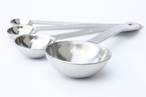 Macro of four measuring spoons