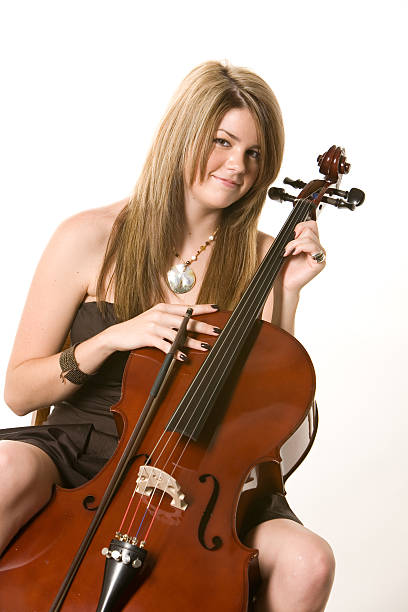 Happy Cellist stock photo