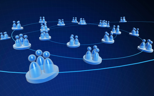 High resolution 3d illustration - network of users in cyberspace.