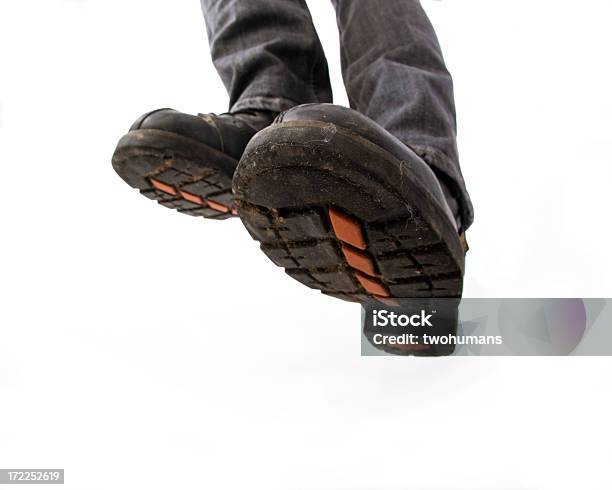 Active Feet Biker Boots Stock Photo - Download Image Now - Jumping, Boot, Work Boot