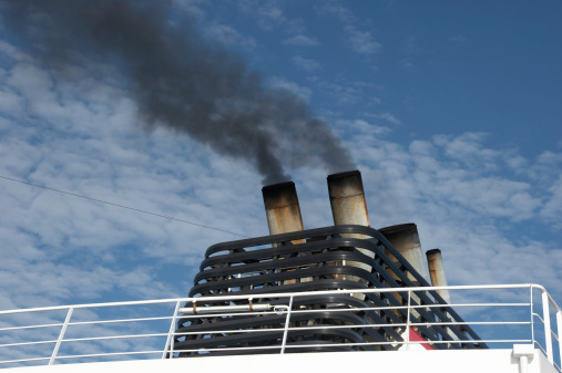 Steaming funnels on a passenger ferry