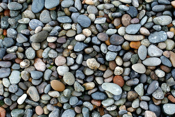 área de cascalho em brilhante oceano, do noroeste do pacífico - stone rock river pebble - fotografias e filmes do acervo