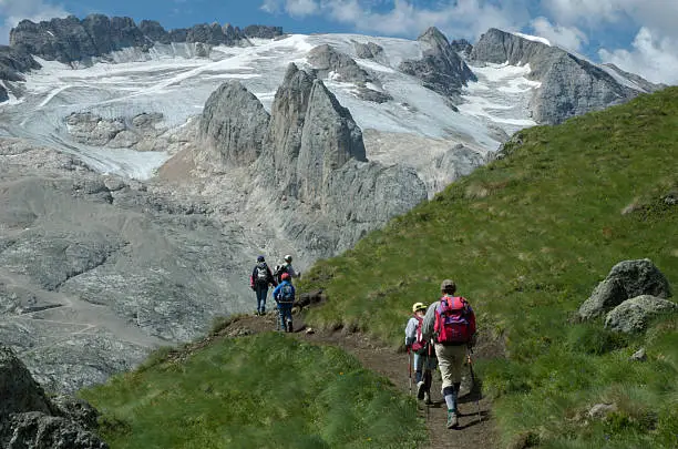 Hiking in front of Marmolada