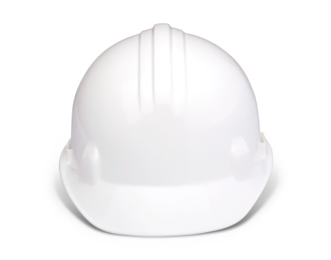 White hard hat isolated on white with clipping path included. Also a yellow helmet in my collection.