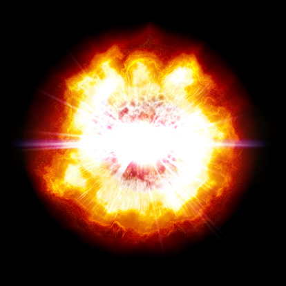 An enormous powerful explosion with a white-hot center
