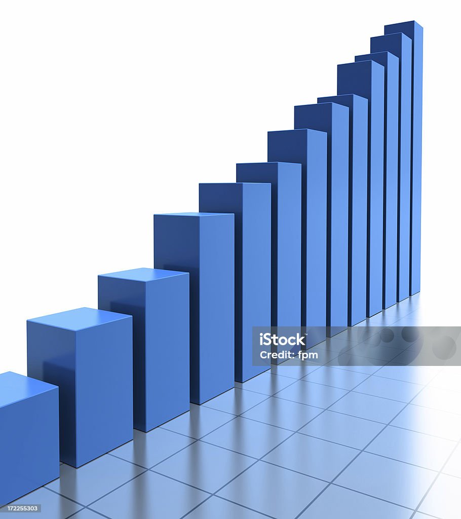 Bar Chart ... moving straight up. Analyzing Stock Photo