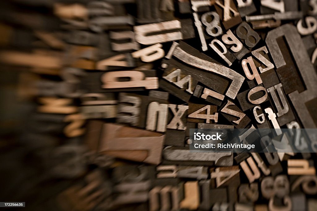 Wood Type Blur A mix of wood type with tilt shift focus. Makes a sweet background. Alphabet Stock Photo