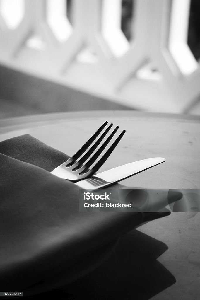 Gabel Messer & - Lizenzfrei Essen am Tisch Stock-Foto