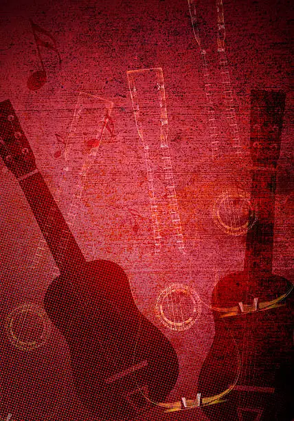 Photo of Guitar Red Grunge Background