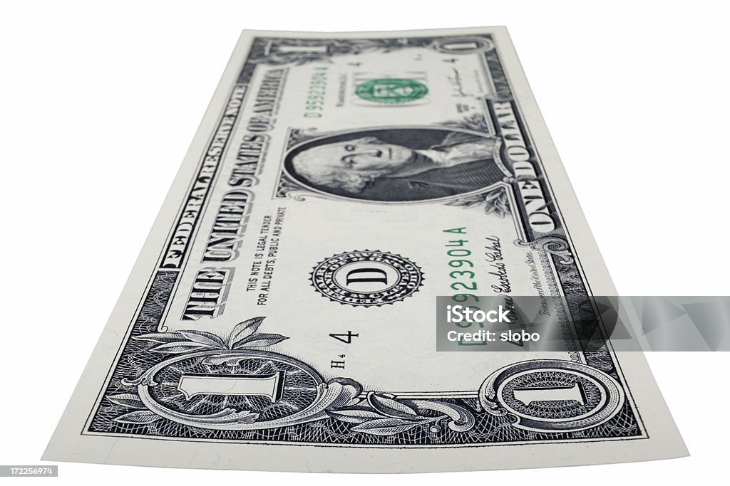Amerikanische Währung One Dollar Bill nach oben geschoben werden - Lizenzfrei 1-Dollar-Schein Stock-Foto