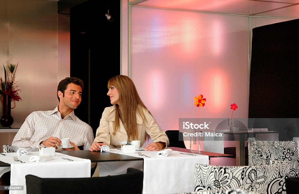 In love "Couple at a design restaurant.See, too:" Breakfast Stock Photo