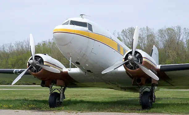 "Vintage Douglas DC-3 at Riverview Airport, Jenison, Michigan"