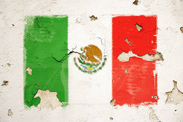 ilustrações, clipart, desenhos animados e ícones de bandeira mexcian - paint peeling wall cracked