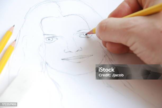 Draw A Sketch Stock Photo - Download Image Now - Human Face, Illustration, Pencil