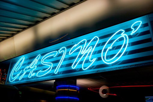 Casino sign from game room.