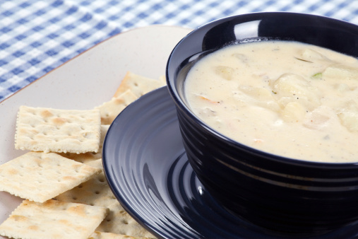 Nice Hot Bowl of baked Potato soup and crackers.........................If you like this image you may want to look at other FOOD AND DRINK Images of mine :