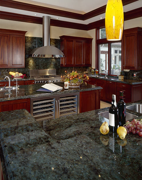 Dark Granite Kitchen Counter Top stock photo