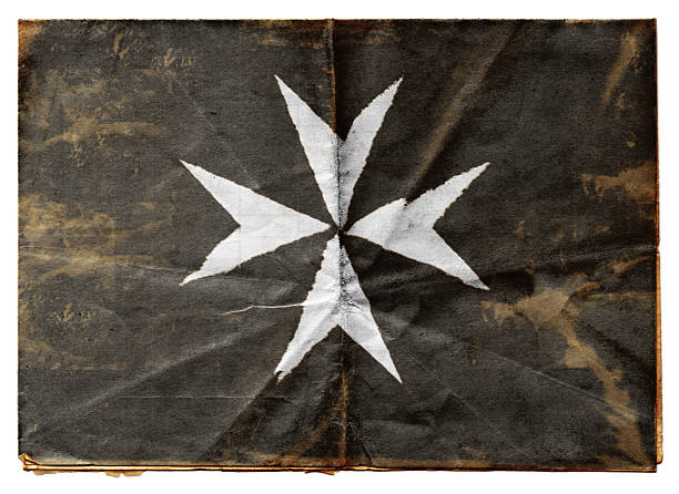 Knights Hospitaller flag (XXL) The flag of the Knights Hospitaller on an old folded sheet of paper. knights of malta stock pictures, royalty-free photos & images