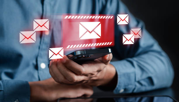 istock Alert Email inbox and spam virus with warning caution for notification on internet letter security protect, junk and trash mail and compromised information. 1722595690