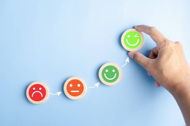 istock Smiley face mental health assessment positive. refresh wellness emotion, Hand selection max happiness emotion. change emotion concept. 1722595694