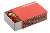 Red matchbox with clipping path