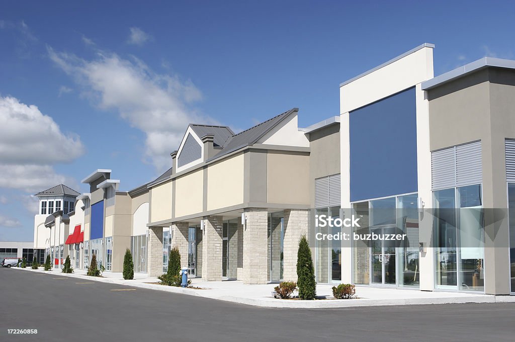 Strip Mall Store Building Exteriors  Outdoors Stock Photo