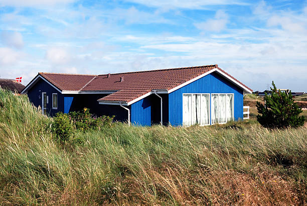 cabaña de azul - denmark house cottage rural scene fotografías e imágenes de stock