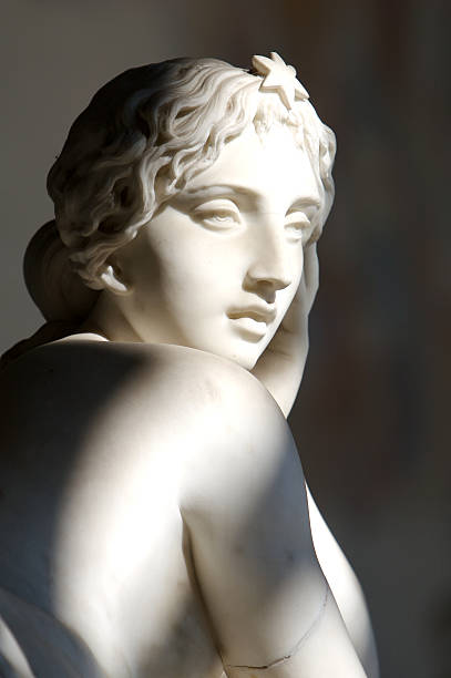 여성 얼굴 - sculpture women fine art statue marble 뉴스 사진 이미지