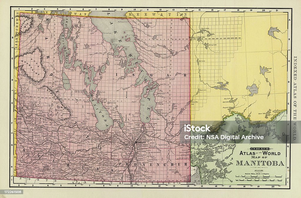 Manitoba stary Map - Zbiór ilustracji royalty-free (Manitoba)