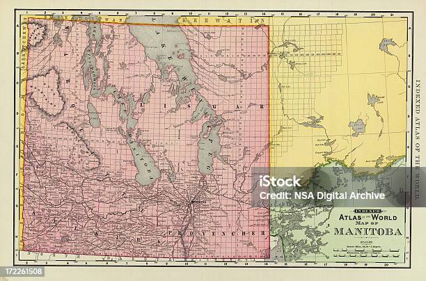 Manitoba Stary Map - Stockowe grafiki wektorowe i więcej obrazów Manitoba - Manitoba, Mapa, Antyczny