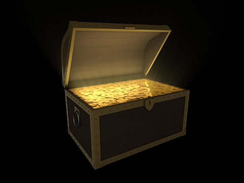 Picture of a Business Money Concept Idea, Treasure Trunk and Money